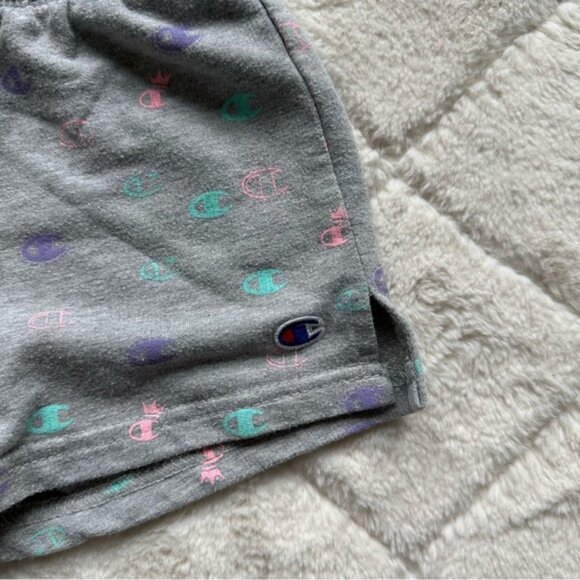 Champion | Gray & Pastel Allover Print French Terry Shorts | Size 2T - Picture 4 of 9